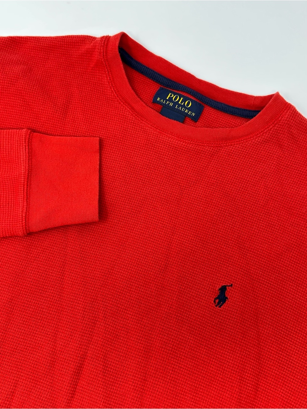 Polo Ralph Lauren Mens Small Red Waffle Knit Thermal Long Sleeve Shirt A7